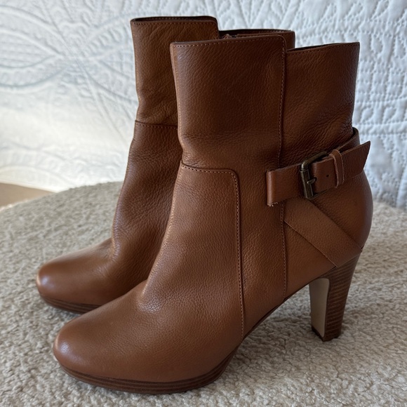 Nine West Tan Leather Heeled Boots - Picture 1 of 7